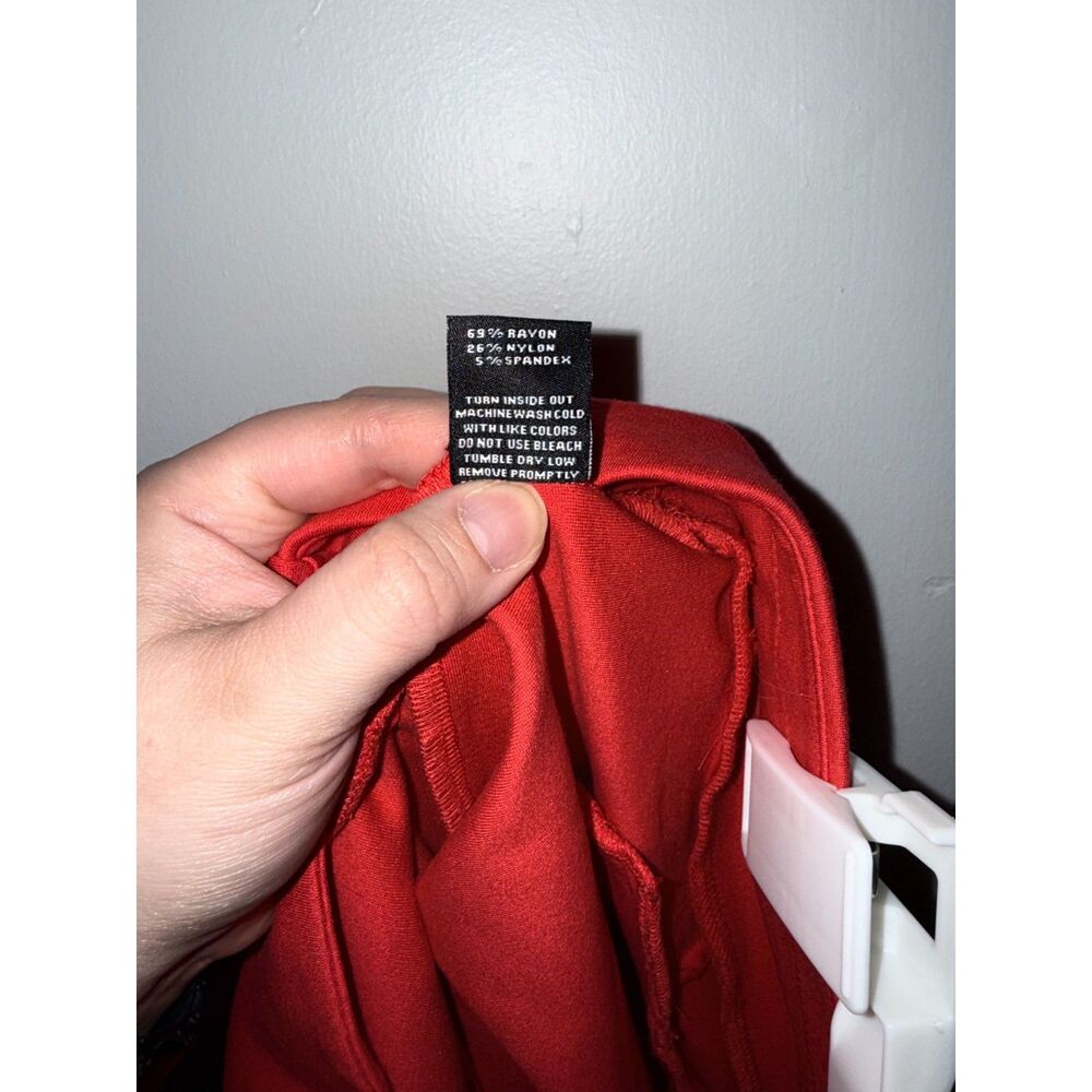 NWT New York & Company Red Orange Pull On Slim Leg Ponte Dress Pants XL - Picture 4 of 8